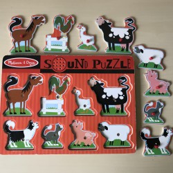 Puzzelplankje Knopjespuzzel : Melissa & Doug. Boerderij met dieren.Met geluid