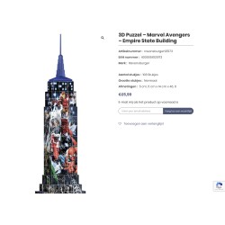 3D puzzel: Spider-Man op Empire State building. 216 stukjes.