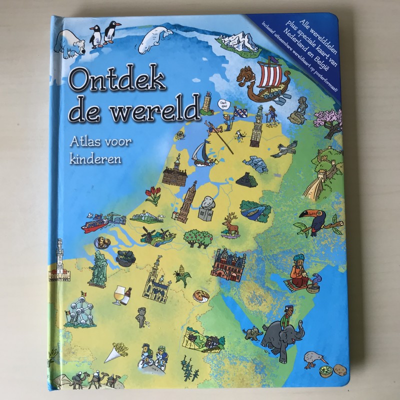 Flapjesboek. Ontdek de wereld. Atlas voor kinderen. -wereldkaart