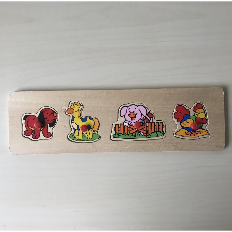Puzzelplankje Knopjespuzzel : Boerderijdieren.