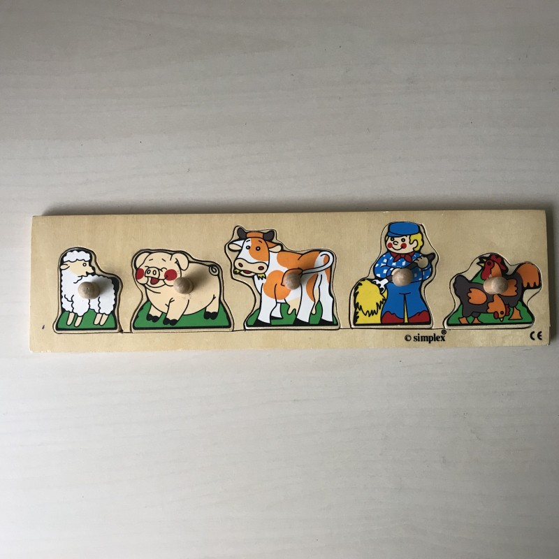 Puzzelplankje Knopjespuzzel : Boerderijdieren. Simplex.