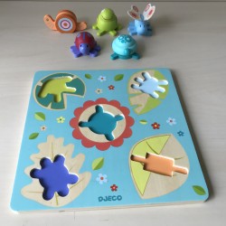 Djeco Lilo : Puzzelplankje Knopjespuzzel met grote dieren.