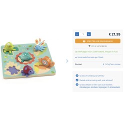 Djeco Lilo : Puzzelplankje Knopjespuzzel met grote dieren.