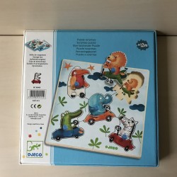 Djeco Puzzelplankje Knopjespuzzel : Olifant en Company. 5 stukjes.