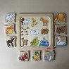 Goki : houten puzzel van 9 stukjes met dieren.