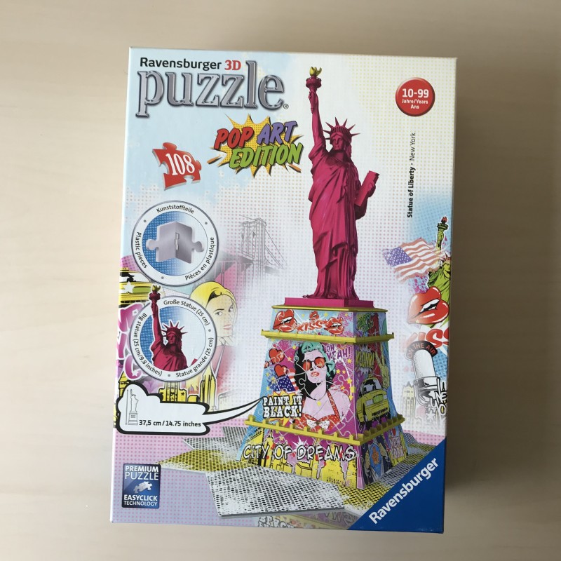 3D puzzel. Vrijheidsbeeld. Pop art edition .  108 stukjes