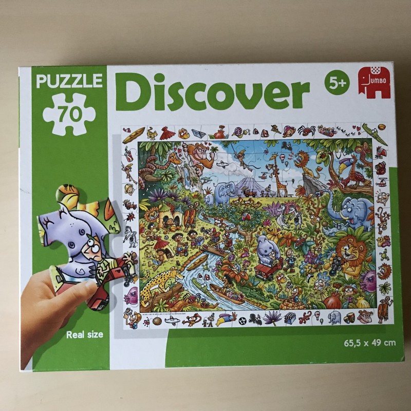 Discover puzzel. Ongebruikt. Zoek en vind. Jungle. 70 stukken
