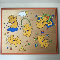 Houten puzzelplank : Beren. 33 x 33 cm.