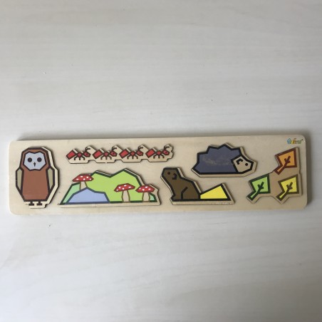 Puzzelplankje Knopjespuzzel :  dieren. 6 stukjes.