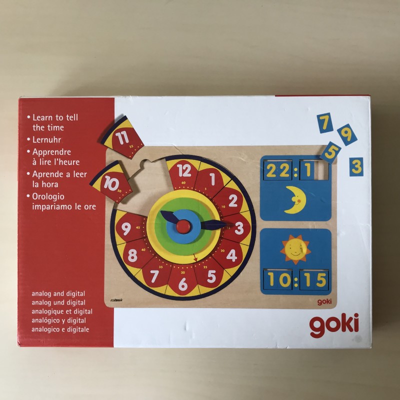 Goki : Houten klok. Leer de digitale tijd.