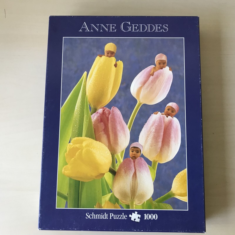 Anne Geddes :  Voorjaar. Baby’s in een tulp. 1000 stukjes