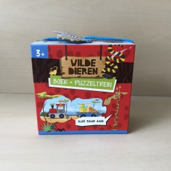 Wilde dieren : Puzzeltrein + boekje.