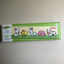 Djeco : Puzzelplankje Knopjespuzzel boerderijdieren. 5 stukjes.