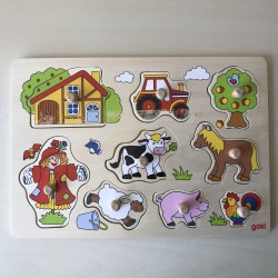 Puzzelplankje Knopjespuzzel Goki : 9 stukjes.