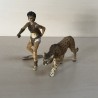 Schleich : Jager met panter. Bovenkant hoofd jager is 9 cm. hoog. Set 2.