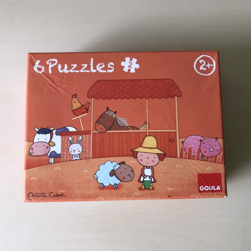 Goula: 6 houten puzzeltjes, dieren