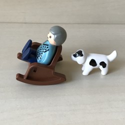 123 Playmobil : Opa in schommelstoel met hondje.