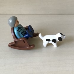 123 Playmobil : Opa in schommelstoel met hondje.