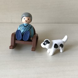 123 Playmobil : Opa in schommelstoel met hondje.