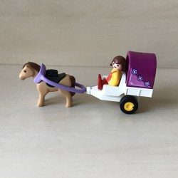 123 Playmobil : Meisje met paard en wagen.