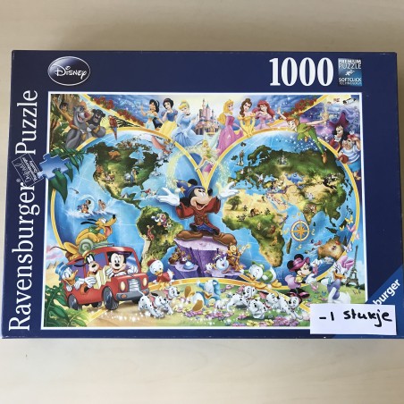 -1 stukje :Disney’s wereldkaart. 1000 stukjes