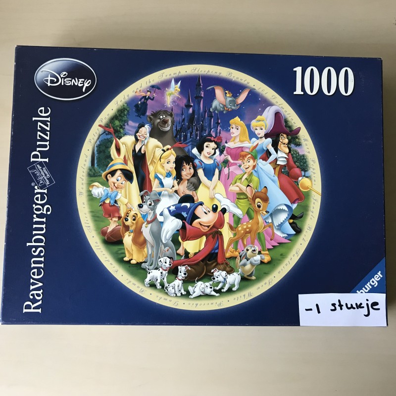 -1 stukje. Ravensburger. Ronde Disney puzzel. 1000 stukjes