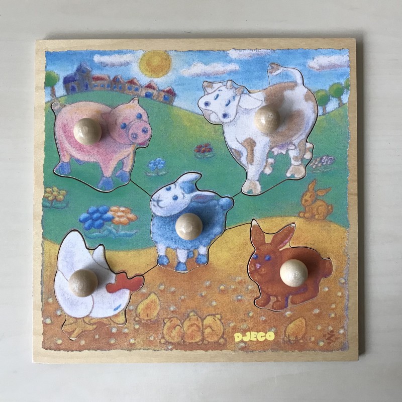 Djeco : puzzelplankje boerderijdieren.