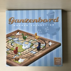 Ganzenbord : Houten speelbord. 28 x 28 cm.