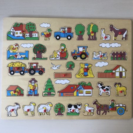Puzzelplankje Knopjespuzzel : Boerderij. 32 stukjes