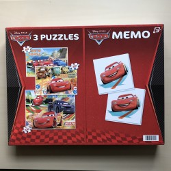 Cars memo : memo en puzzels met 2 x 20 en 100 stukjes.