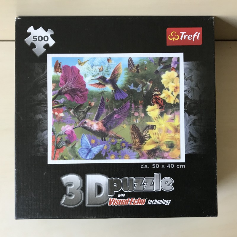 3D Puzzel : Met vlinders en kolibries. 500 stukjes.