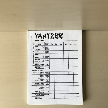 Yahtzee scoreblok.