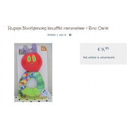Eric Carle : Rammelaar. Rupsje Nooitgenoeg. Hoogte 16 cm, inclusief oren.