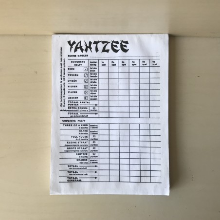 Yahtzee scoreblok.