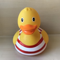 Badeend : 24 cm. hoog en 26 cm. lang