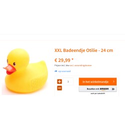 Badeend : 24 cm. hoog en 26 cm. lang