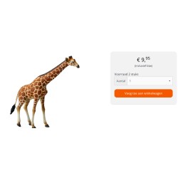 Giraffe.  16 cm. lang en 16 cm. hoog.