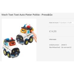 VTech Toet Toet : Press & Go. Piet politie