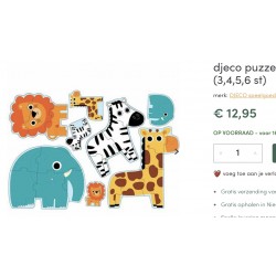 Djeco: puzzel. In the Jungle. 3-4-5-6 stukjes