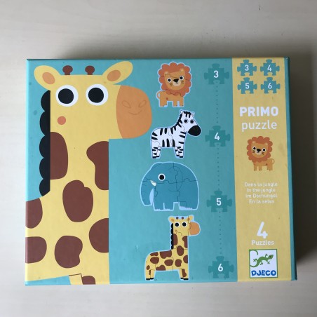Djeco: puzzel. In the Jungle. 3-4-5-6 stukjes