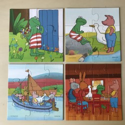Kikker en zijn vriendjes : 4, 6, 9 en 16 stukjes.