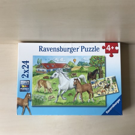 Puzzel  2 x 24 stukjes. Paarden, boerderij