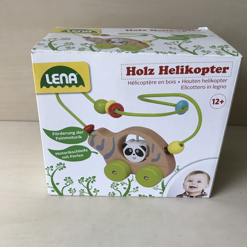 Houten helikopter Met kralenspiraal.