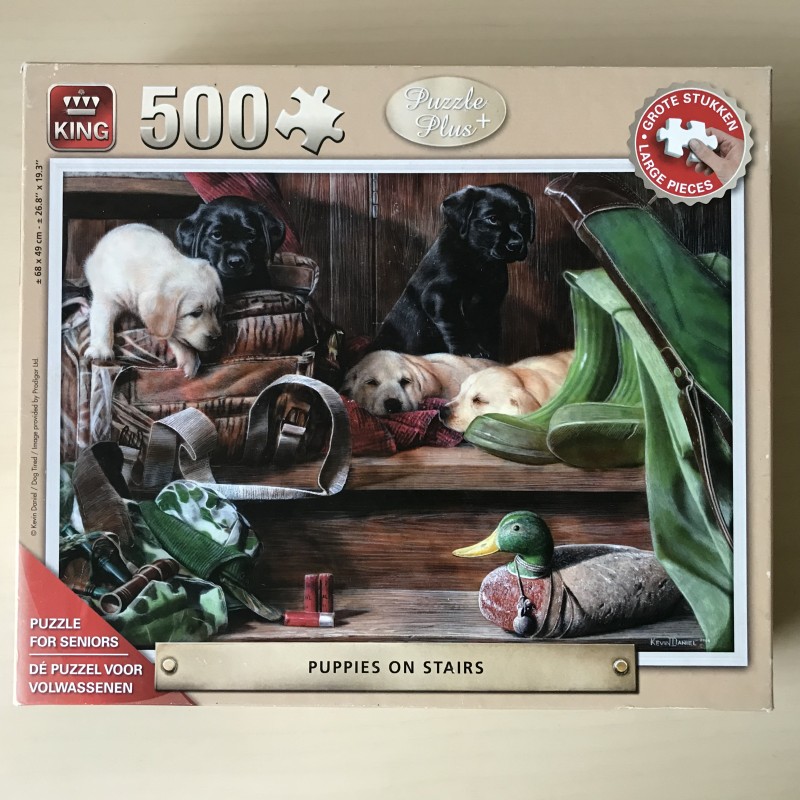 Puppies on Stairs. : 500 grote stukjes