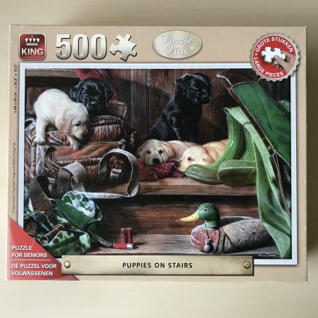 Puppies on Stairs. : 500 grote stukjes