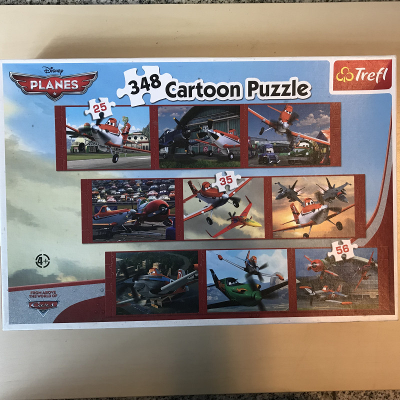 Planes cartoon puzzel 3 x 25  3 x 35 en 3 x 56 stukjes totaal 348 stukjes