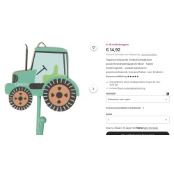 Houten zandwagen : kapstok met 1 haak.