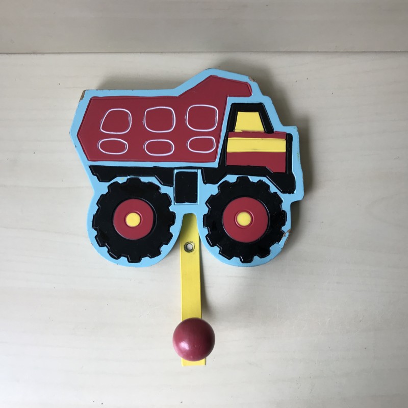 Houten zandwagen : kapstok met 1 haak.