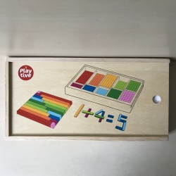 Houten rekenstokken.
