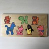 houten puzzelplankje, knopjespuzzel, Nieuw. dieren, 7 stukjes